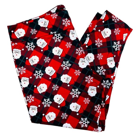 Feeling Festive Womens Holiday Legging Soft To the Touch Santas sz 3X Black Red - Picture 2 of 4